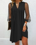 V-Neck Mesh Slimming Dress