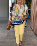 Batwing Sleeve Print Blouse