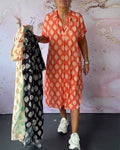 Lapel short sleeve loose dress