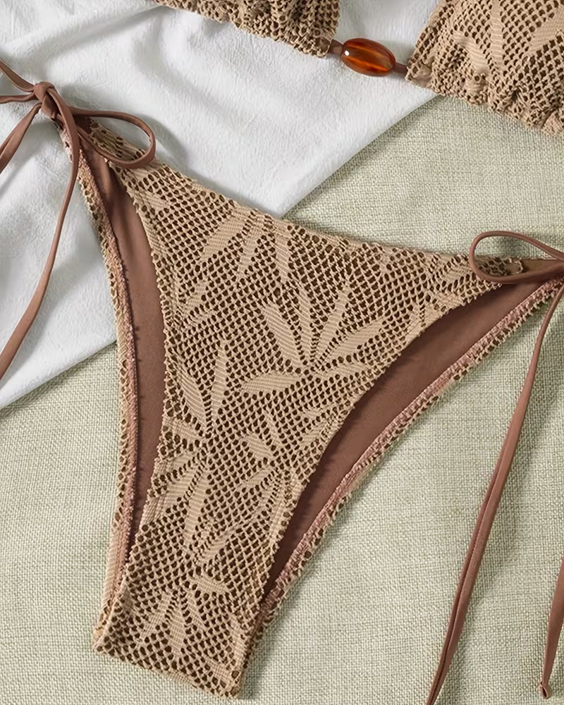 Drawstring Halter Neck Sexy Bikini Set