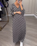 Printed geometric long-sleeved dress