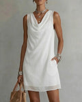 Camisole Dress Draped Neck Cardigan Two-Piece Set