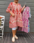 V-neck loose printed blouse