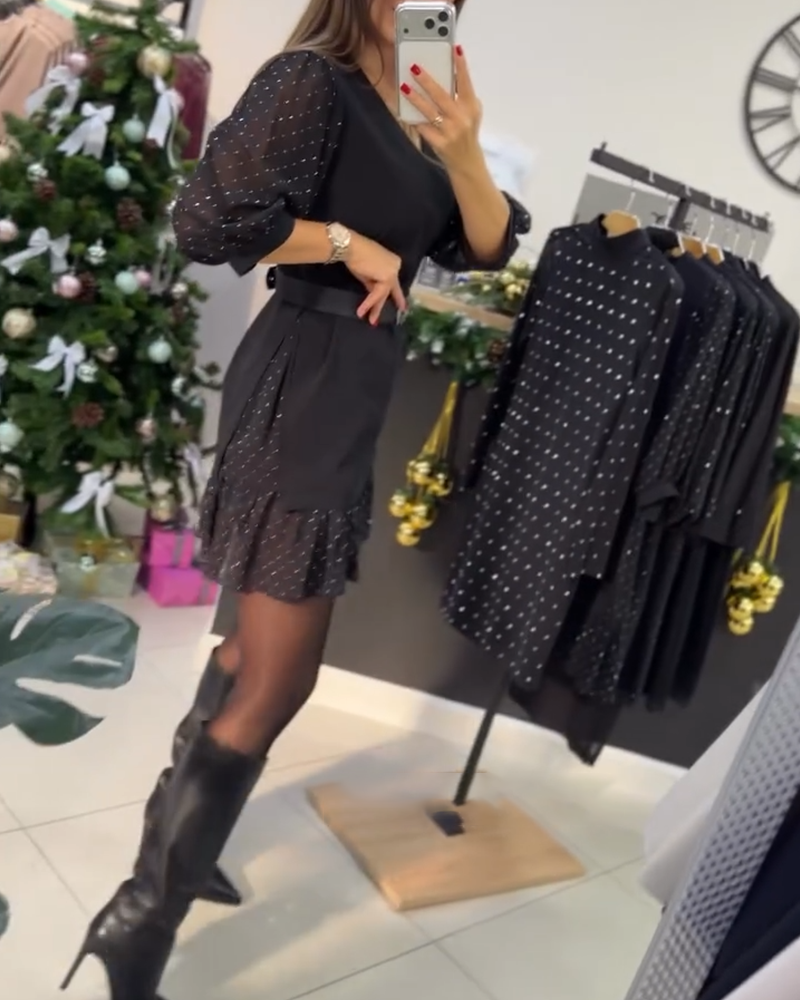Stylish V-Neck Patchwork Dress