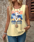 Sleeveless Simple Printed Tank Top