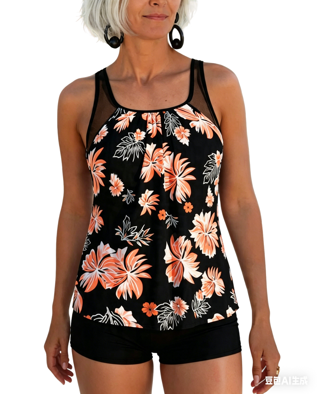Tummy-Covering Printed Tankini