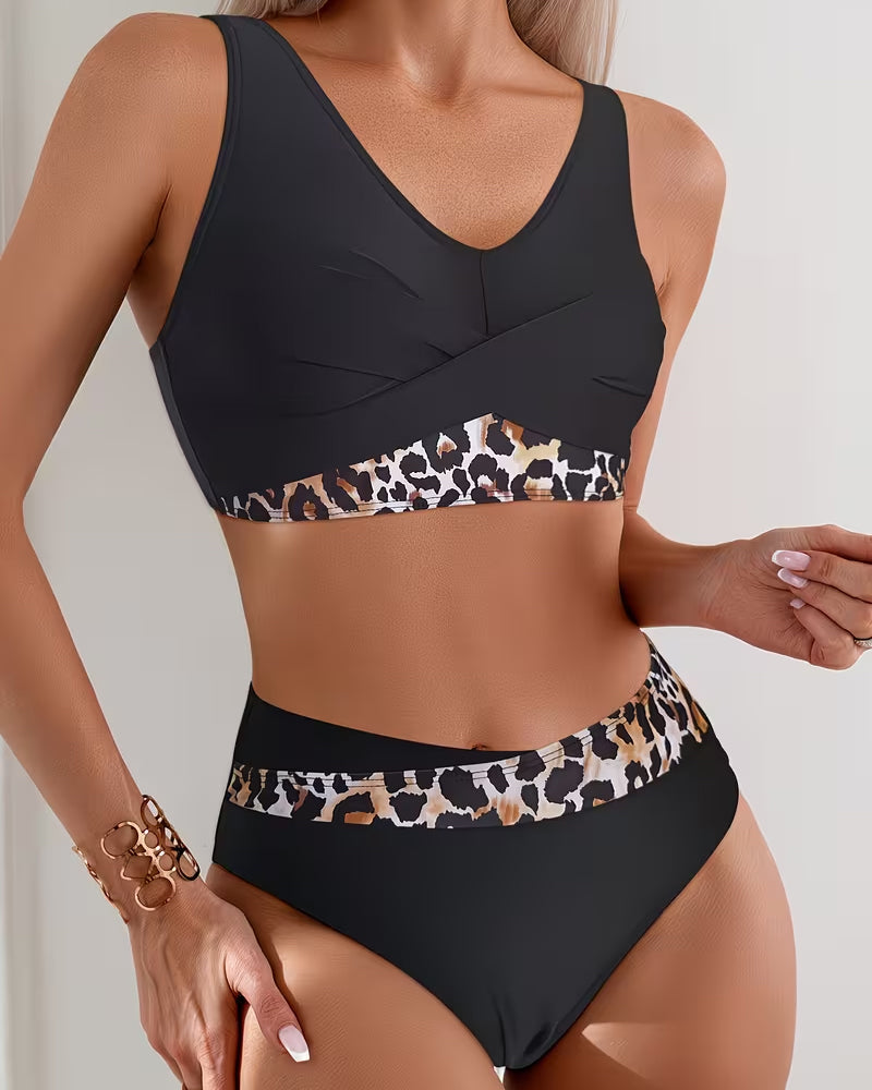 Leopard Sporty V-Neck Bikini