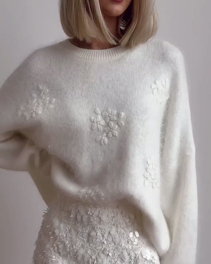 Casual Round Neck Long Sleeve Solid Color Sweater