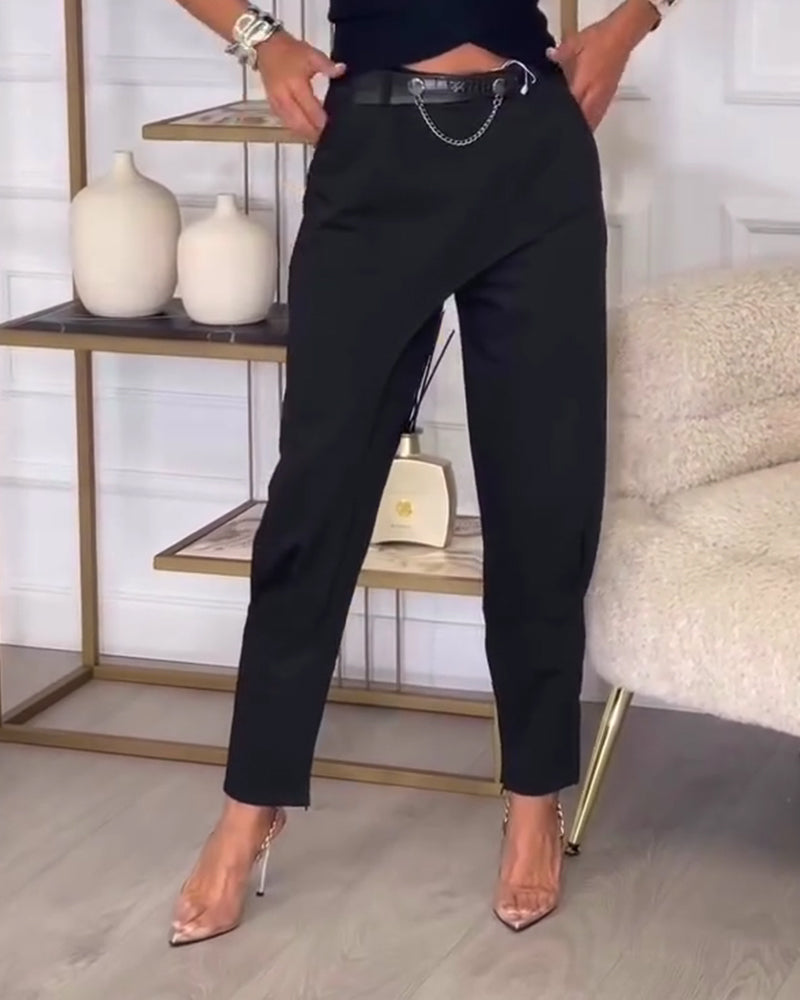 Wrap-Style Small-Foot Casual Pants
