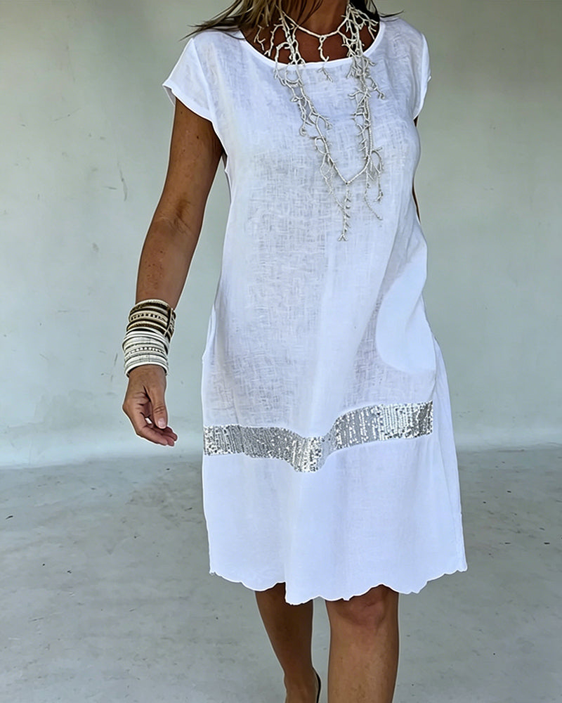 Round Neck Short Sleeves Dress