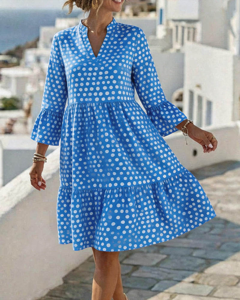 Small V-Neck Polka Dot Loose Dress