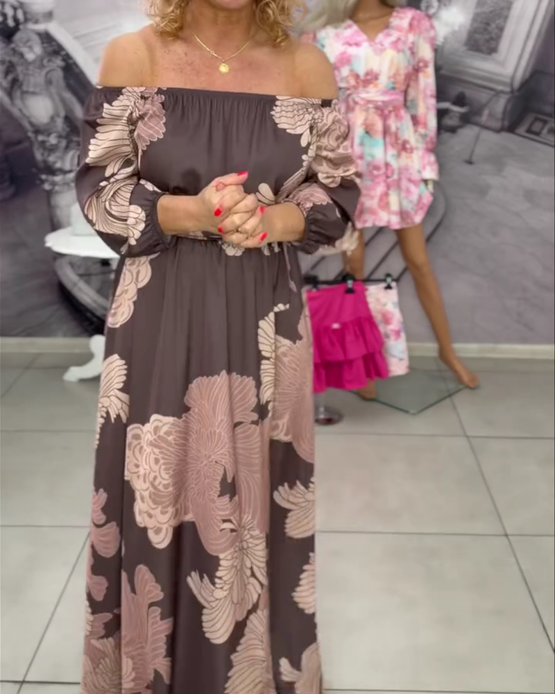 Floral Print One Shoulder Maxi Dress