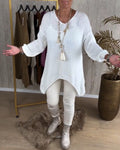 Irregular solid color casual sweater