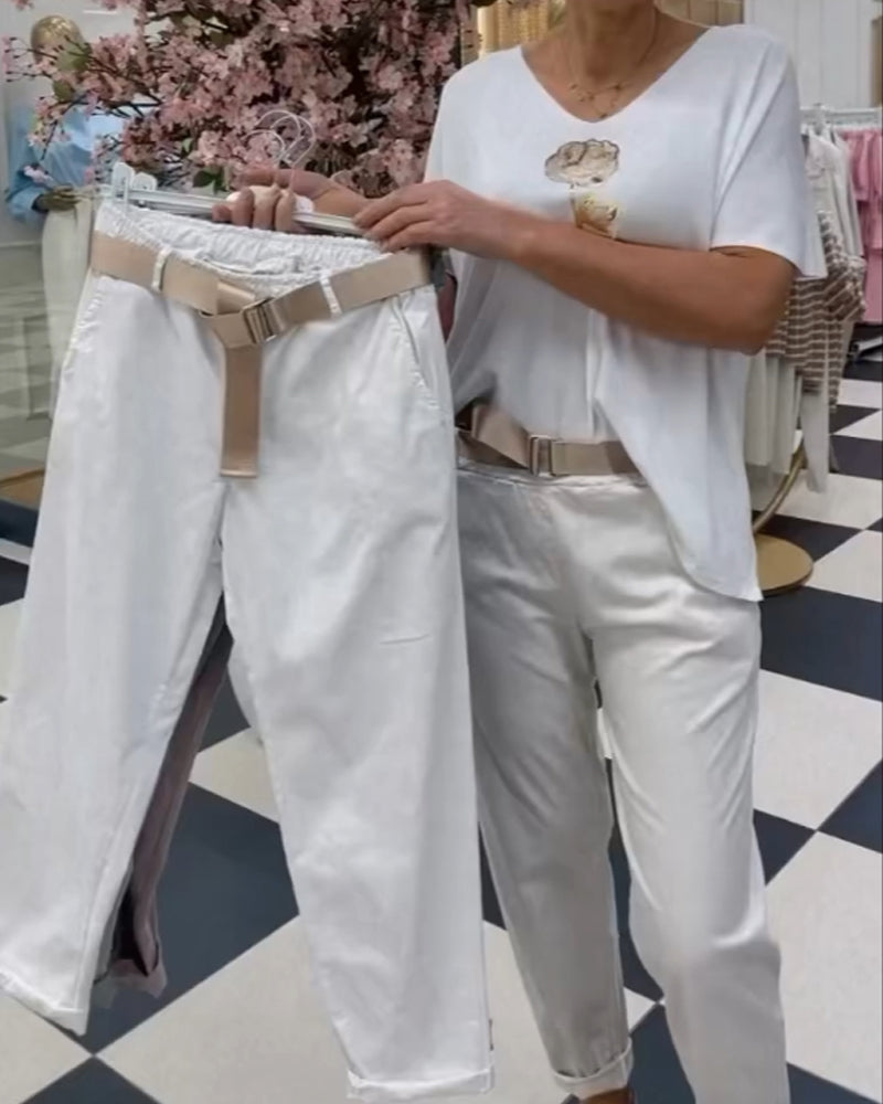 White casual pants