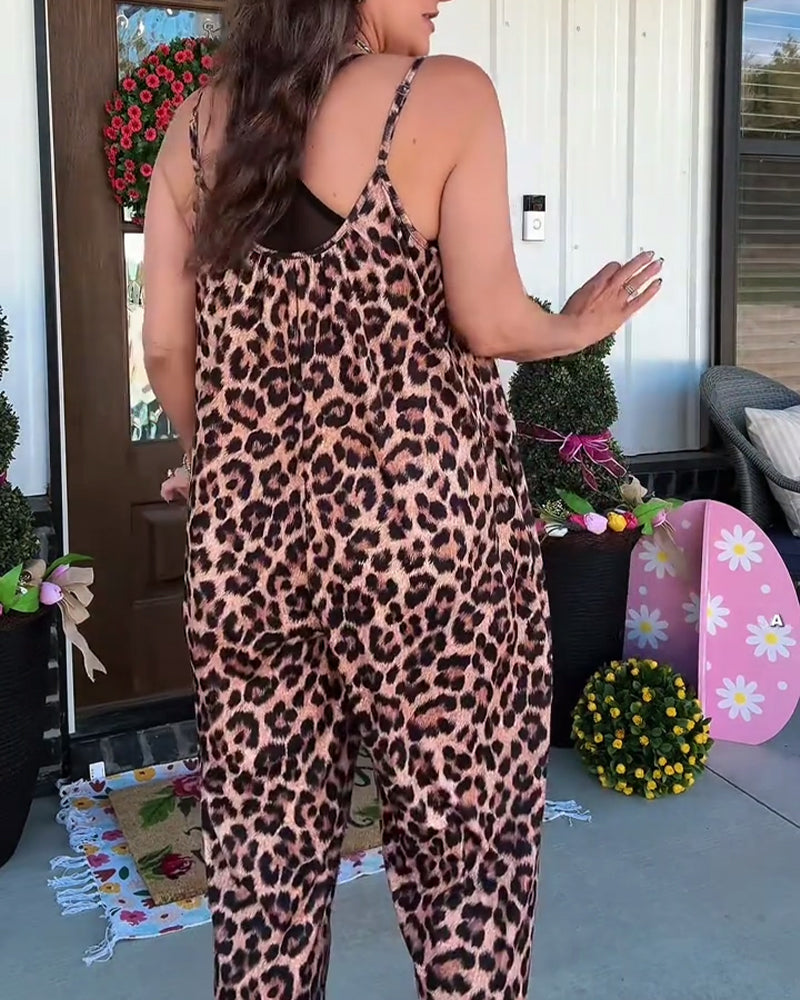 Leopard Print Strappy Jumpsuit