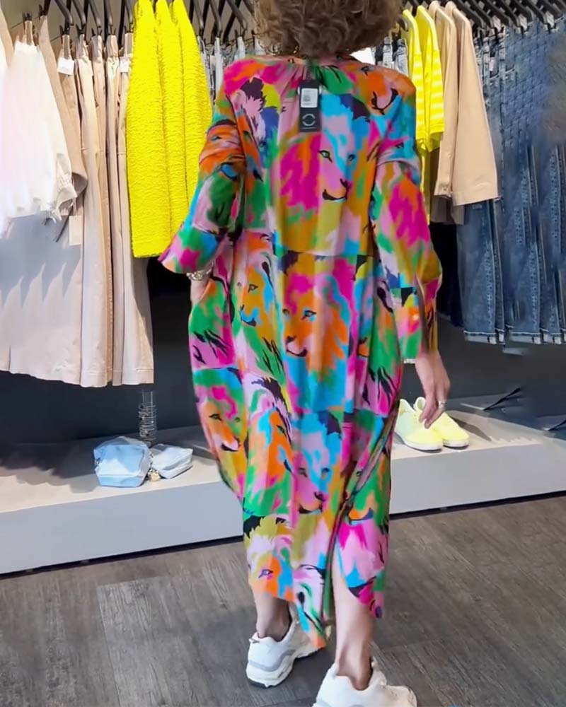 Color-printed pockets dress