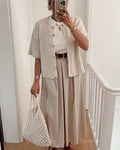 Solid Color Button-Front Short Sleeve Sweater Cardigan