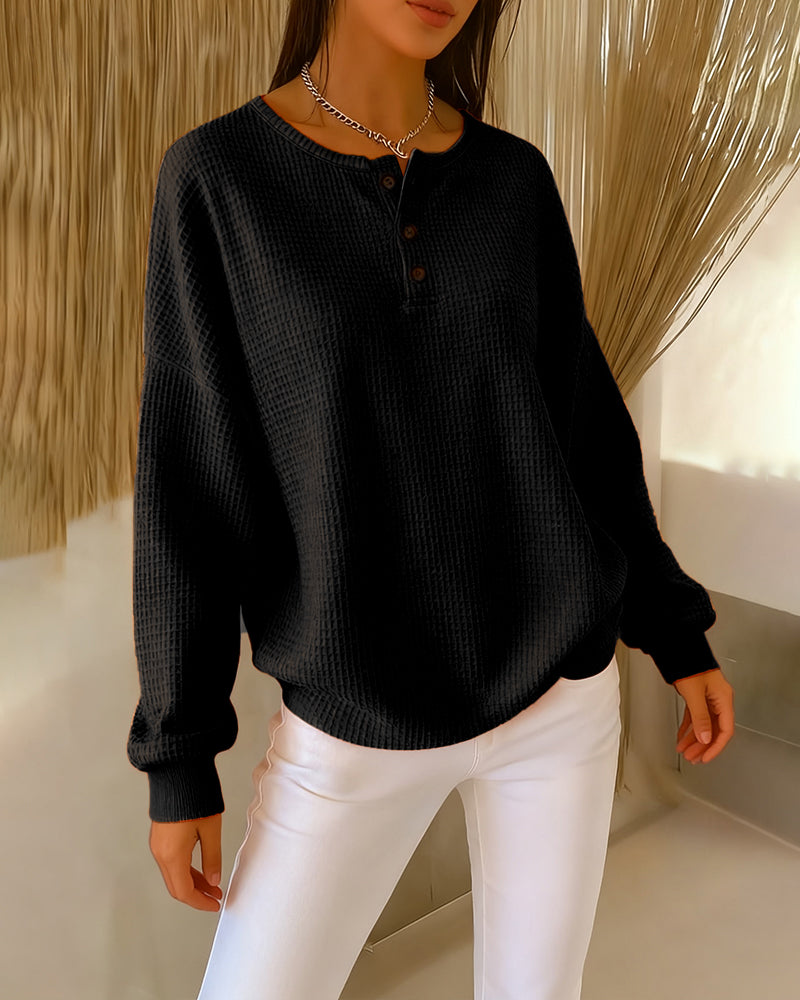 Fashionable Casual Solid Color Long-Sleeved Sweatshirt