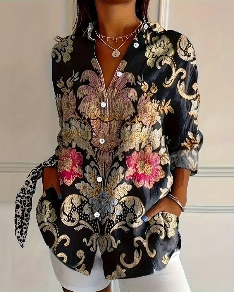 Collared Printed Button-Up Shirt