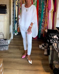 3/4 sleeve solid color irregular top