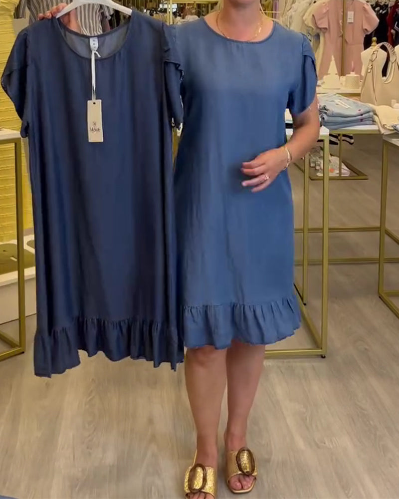 Casual Denim Ruffle Dress