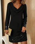 Turtleneck Sequin Panels Dress