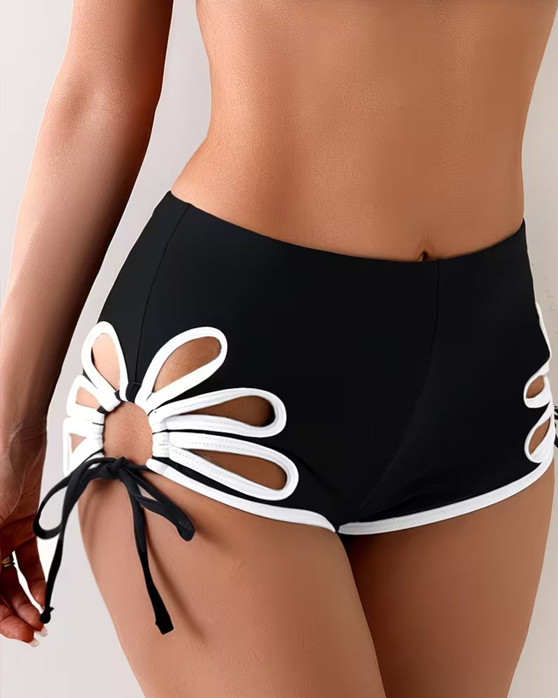 Sling Contrast Color Hollow Sexy Bikini