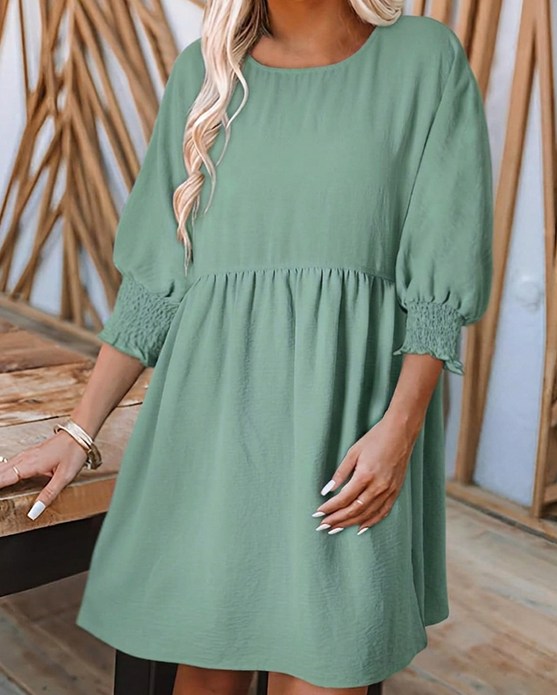 Women's Solid-Color Waist-Cinching Dress