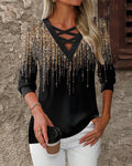 V-Neck Printed Slim-Fit Top