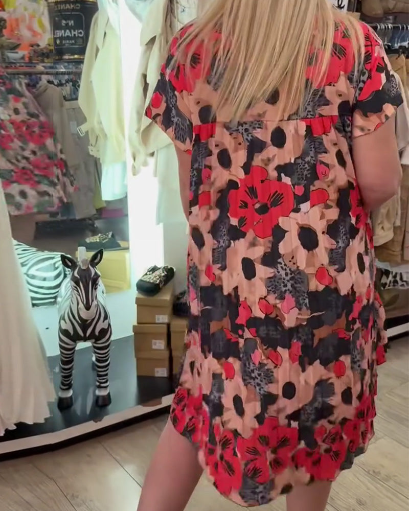 A-Hem Short-Sleeved Long Dress