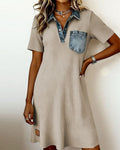 Denim Patchwork A-Line Dress