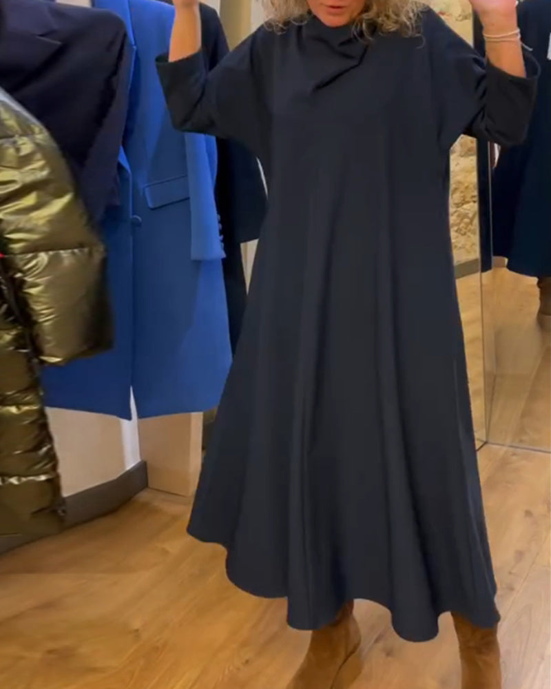 Solid color pocket casual dress