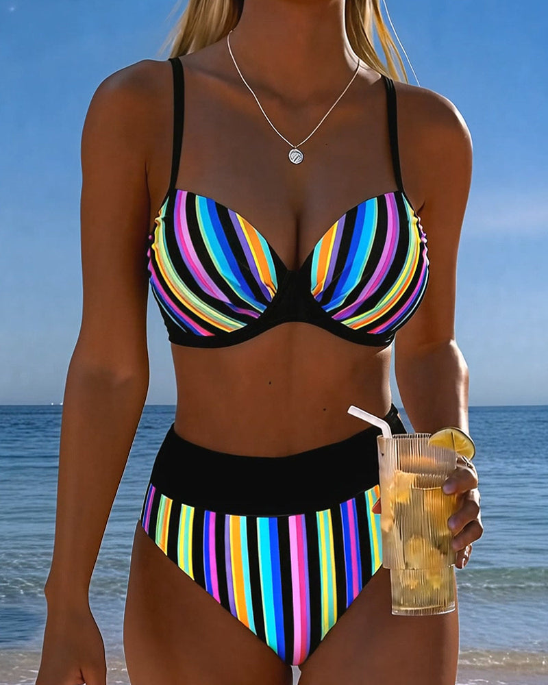 Rainbow Stripe Bralette Bikini