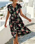 Printed Waist-Cinching Shirt Dress