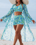 Halter Shorts Swimsuit Three Piece Set