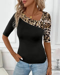 Leopard Print Contrast T-Shirt