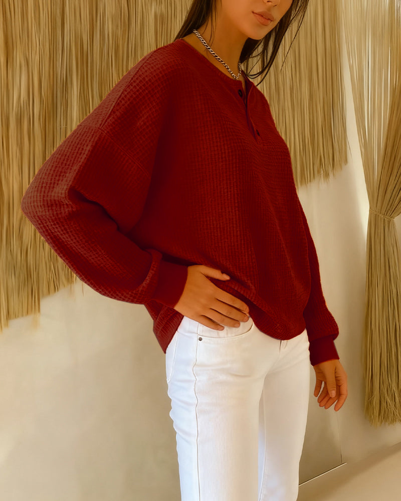 Fashionable Casual Solid Color Long-Sleeved Sweatshirt