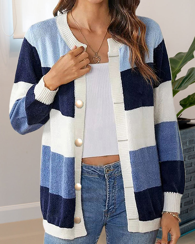 Colorblock cardigan for kvinner