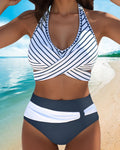 Sexy Striped Halter Neck Bikini