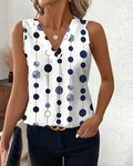 Casual Polka Dot Print Sleeveless T-Shirt