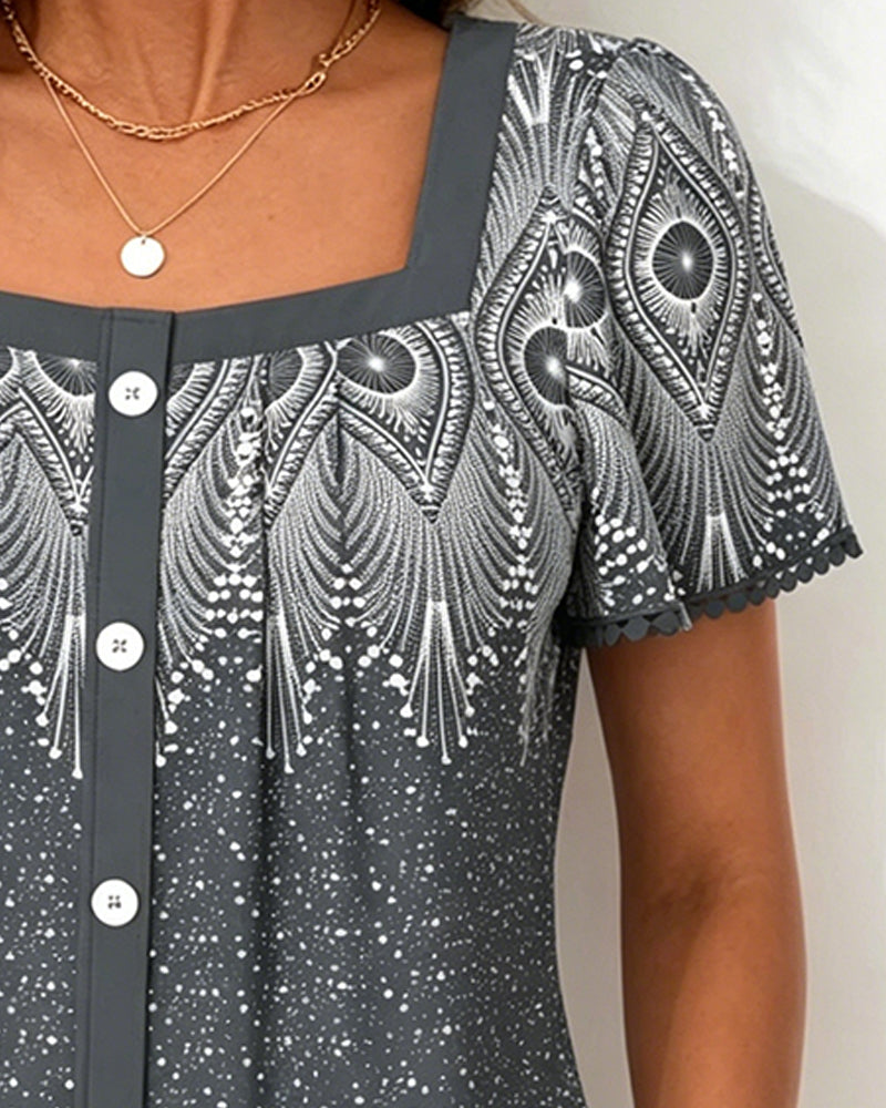 Bohemian Square Neck T-Shirt