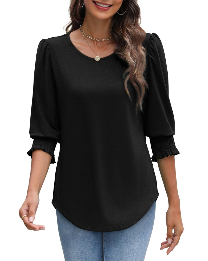 Puff Sleeve Printed Blouse
