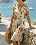 Geometric Print Loose T-Shirt Dress