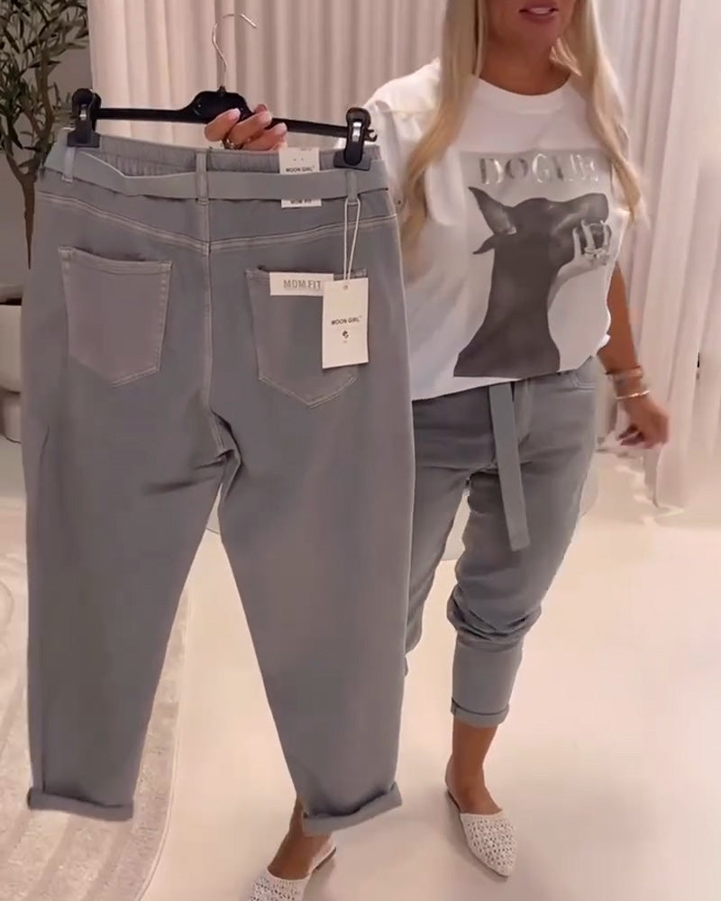Elastic Slim Fit Casual Pants