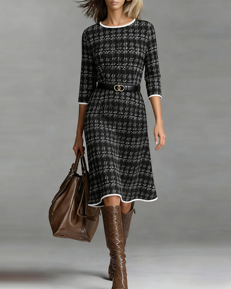 Round Neck Half Sleeve Elegant Dress
