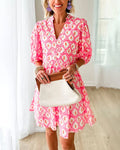 Cute V-Neck Printed Dress