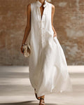 Elegant Knot Button Sleeveless Dress