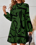 Fashionable Geometric Contrast Print Dress