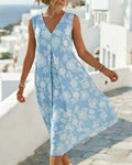 V-Neck Floral Sleeveless Dress