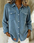 Long-Sleeved Lapel Button-Down Shirt